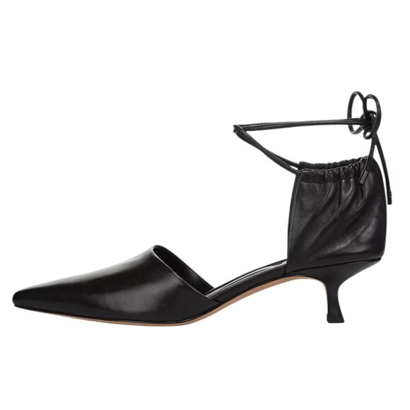 VINCE Leather Sarai Kitten Heeled Pumps With Ankle Tie Closure - Picture 3 of 4